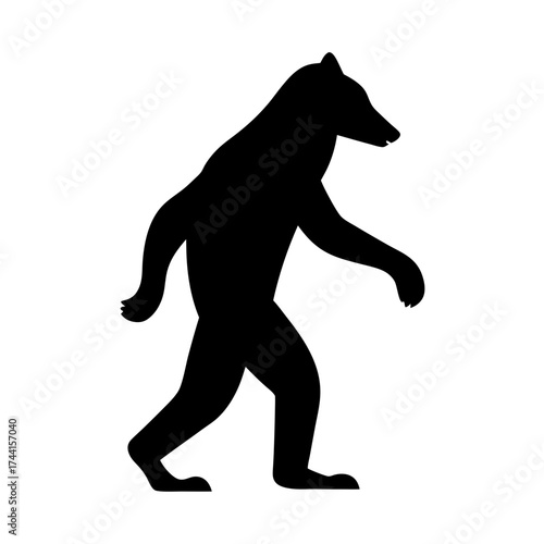 Vector art of silhouette of a bear standing on two legs the bear is walking and looking to the right side of the image