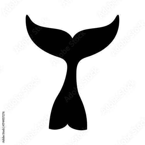 Vector art of silhouette of a whale tail the whale tail is symmetrical and pointing upwards in the image
