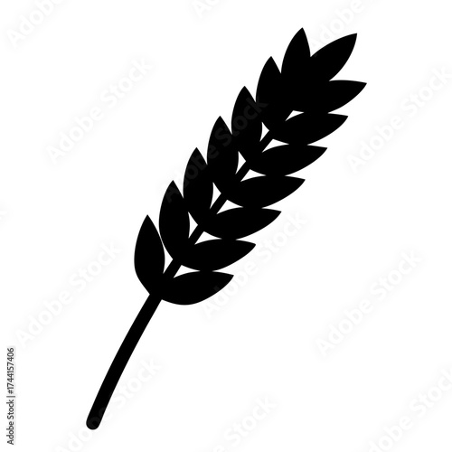 Vector art of silhouette of a wheat stalk, representing harvest, agriculture, and the bounty of nature, ideal for foodrelated designs