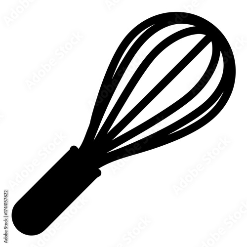Vector art of silhouette of a whisk, a kitchen utensil for mixing ingredients, perfect for baking and cooking related designs