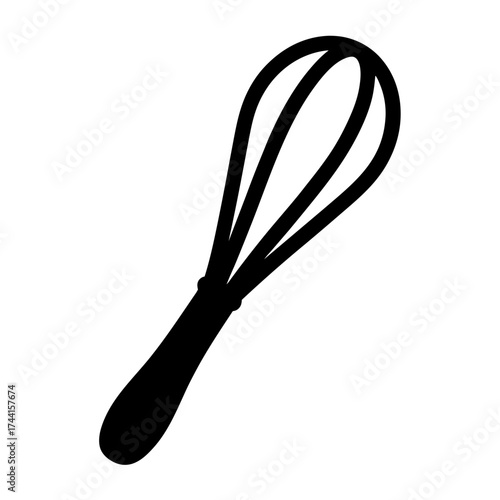Vector art of silhouette of a whisk, a kitchen utensil for mixing ingredients, perfect for baking and cooking related designs