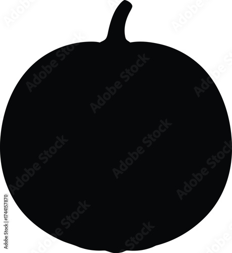 Round plump pumpkin silhouette vector graphic illustration eps