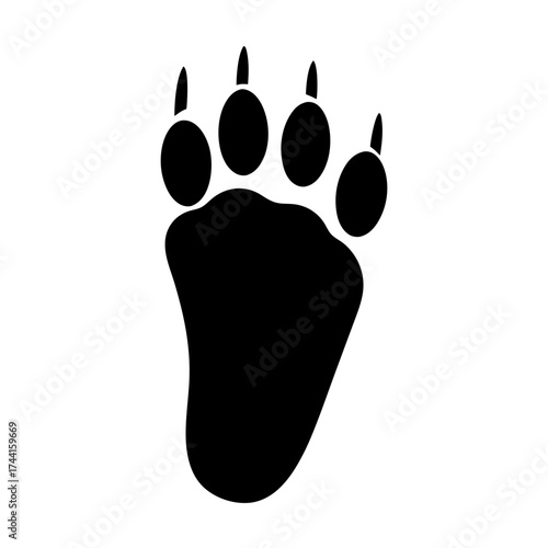 Vector art of black bear paw print vector illustration of a bear footprint wild animal track wildlife, nature and hunting
