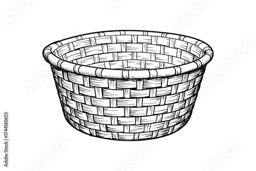 Woven wicker basket container vector illustration