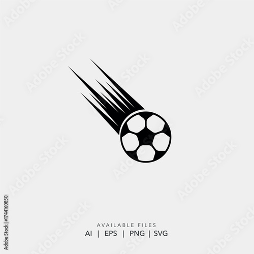 professional soccer team logo template, dynamic sports badge with moving ball icon