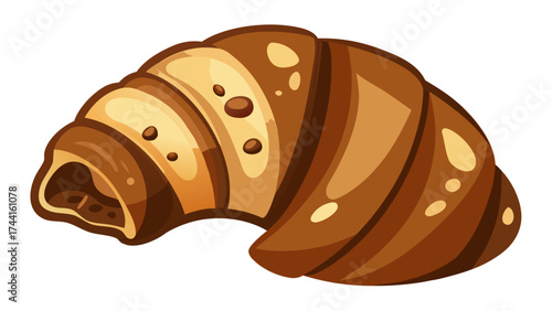 A brown pastry with a hole in it. The pastry is cut in half and has a hole in the middle