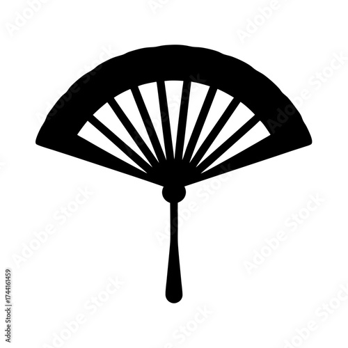 Vector art of hand fan silhouette graphic vector illustration of oriental fan in black color for decoration and design