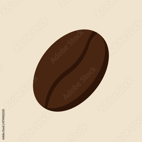 Minimalist Dark Roasted Coffee Bean Vector Illustration with Subtle Depth