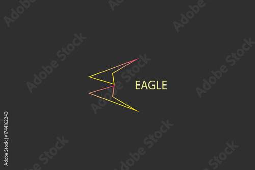 Letter E Golden GRADIENT colour Eagle energy fly Technological electric line art business logo
