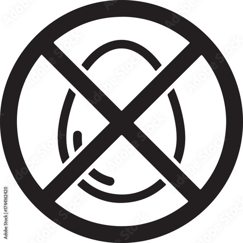 Vector art of no egg icon symbol of eggfree product, healthy eating, and allergy warning vector illustration of a crossedout egg for food restrictions and dietary needs on