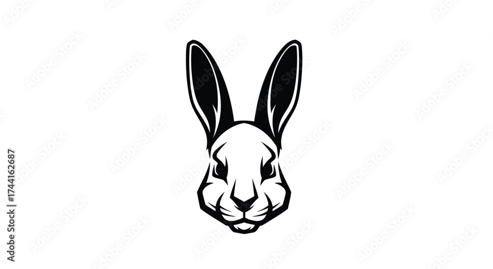 Obraz premium Rabbit Head Silhouette Logo with Long Ears animal bunny