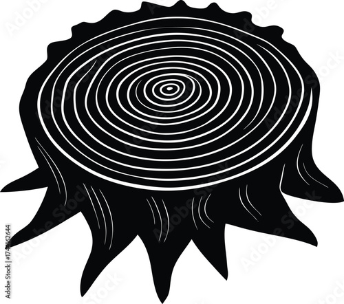 Scalable tree stump rings silhouette vector illustration eps