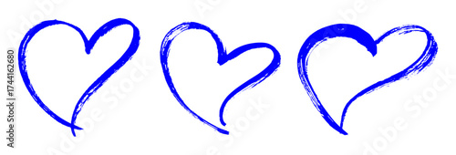 Heart Shape Ink Brush Stroke Drawing Vector Set