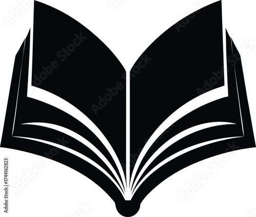 Stylized silhouette open book vector illustration eps