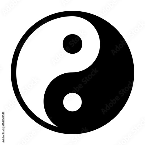 Vector art of yin and yang symbol representing the balance of opposites, harmony, and interconnectedness