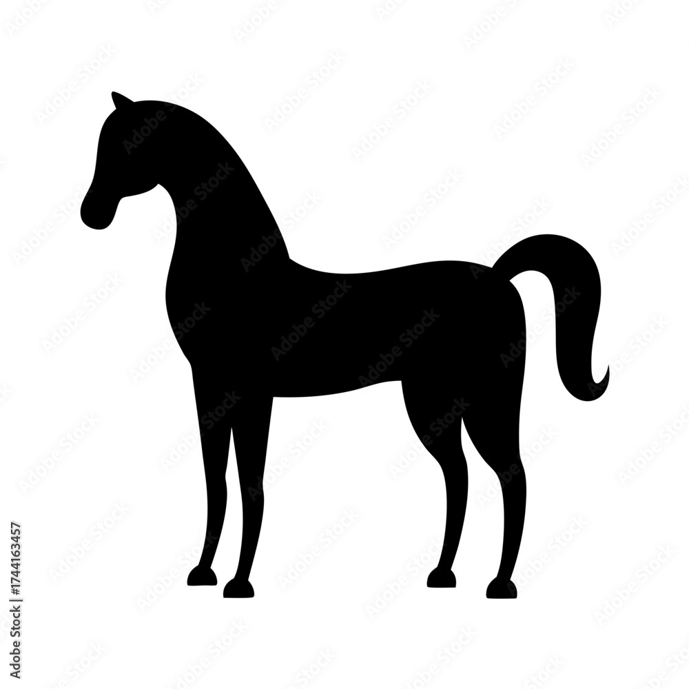 Obraz premium Vector art of silhouette of a horse, showcasing its elegant form and muscular build, a symbol of grace and power in nature