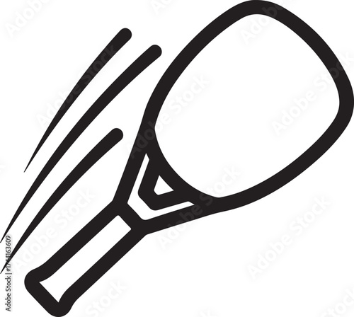 Vector art of table tennis racket with motion lines ping pong paddle with speed effect sport equipment for playing table tennis fastmoving racket for indoor game on