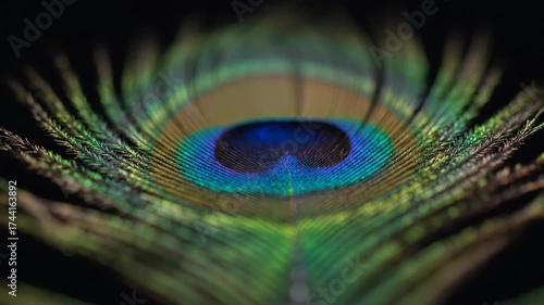 Close up of a Peacock Feather Eye Detail Macro Shot.