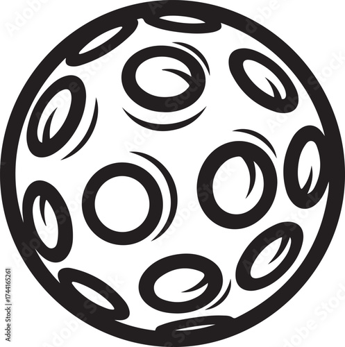 Illustration of a floorball ball, a type of ball used in the sport of floorball, characterized by its perforated design and lightweight construction on