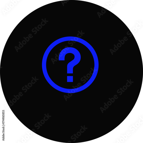 Conceptual graphic of a turquoise question mark inside a black circle, representing inquiry, uncertainty, and the pursuit of knowledge and solutions