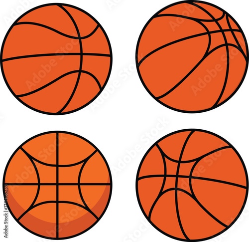 Basketball sport hoops Element Collection vector and illustration white color background

