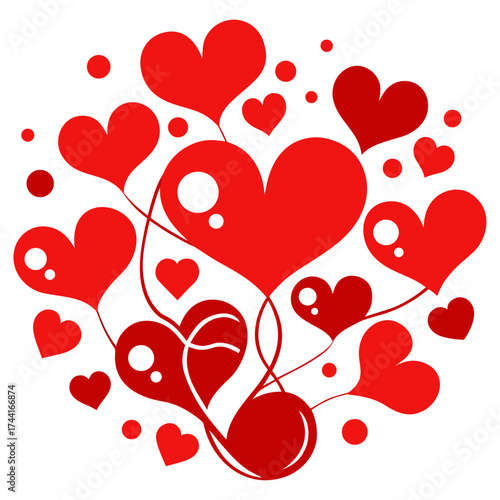 Vector art of red hearts arranged in a decorative pattern