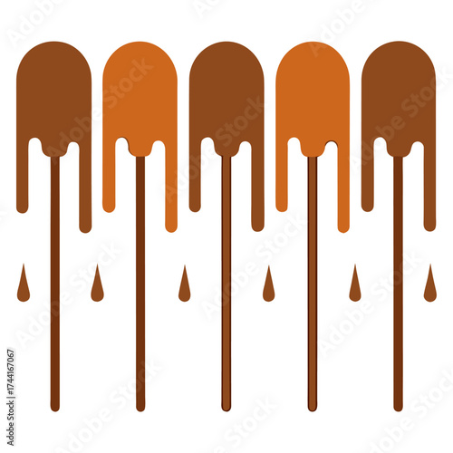 Vector art of chocolate drips of different shades vector