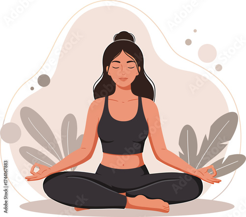 Serene Harmony Woman in Yoga Meditation, Embracing Inner Peace and Mindfulness