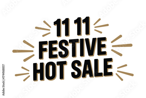 Festive 11 11 hot sale announcement with radiating lines