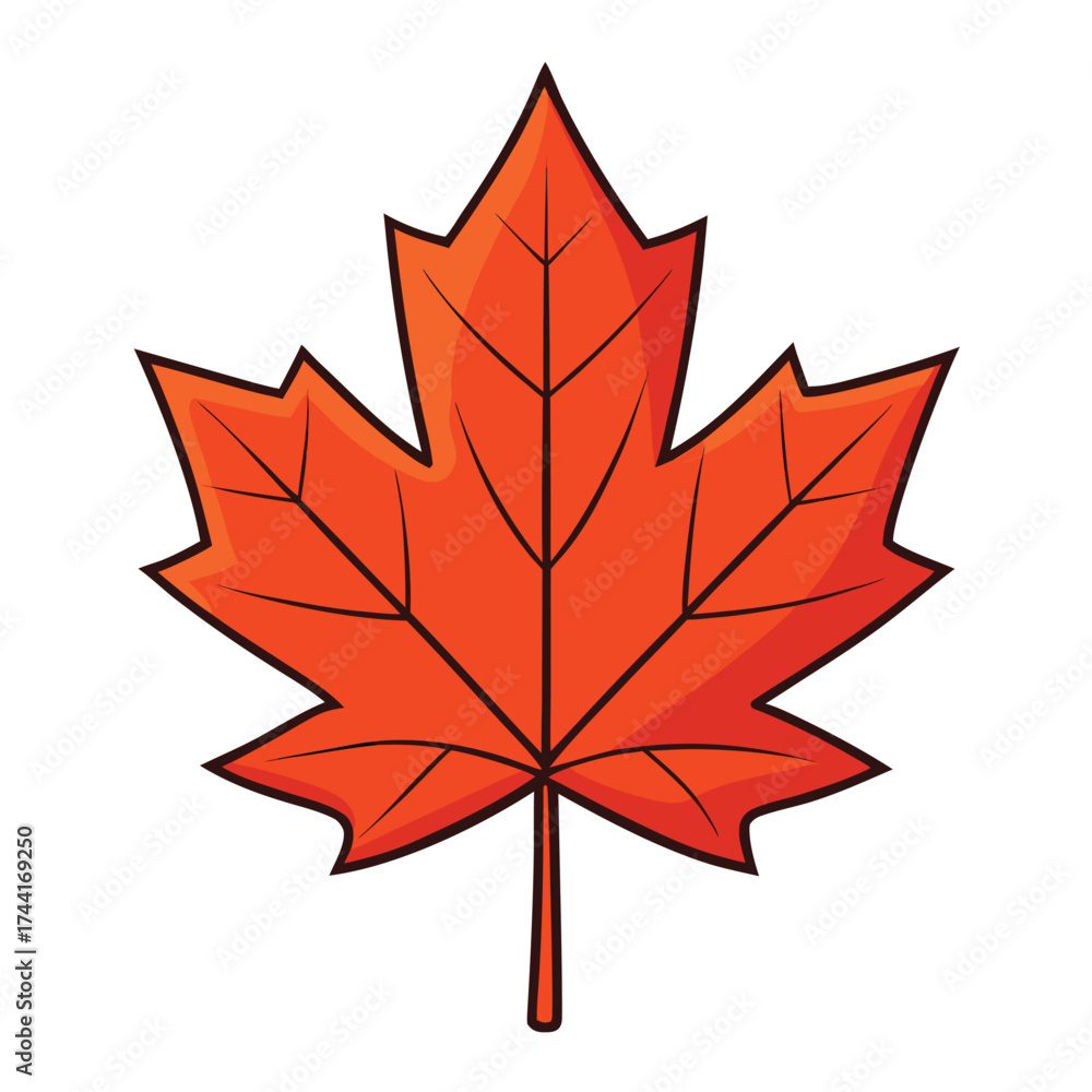 Naklejka premium Brightly colored red and orange maple leaves symbolizing the autumn season in Canada, often isolated on white