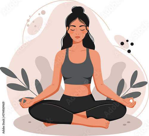 Mindfulness and Yoga A Serene Illustration of Meditation and Wellbeing in Yoga-4
