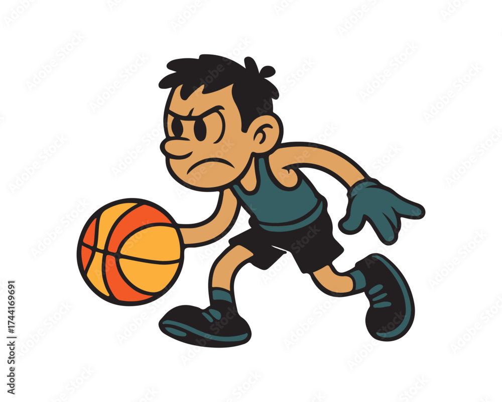 Fototapeta premium basketball player cartoon Retro vector illustration