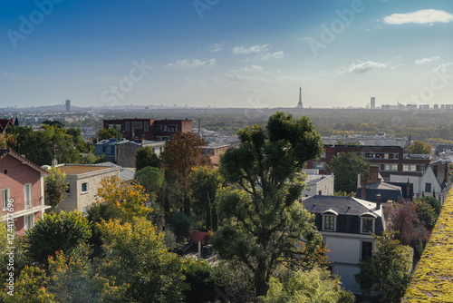 Photography Tour Eiffel à l'horizon vue des toits sur les hauteurs de Suresnes à Paris