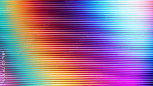 Neon ribbed fractal glass texture with vibrant rainbow gradients and bright smooth fluted horizontal lines. Bright smooth fluted vertical lines with burst of holographic iridescent summer tones. Vecto