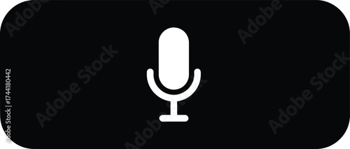 Minimalist black rounded rectangle with a white microphone icon symbolizing voice input or recording