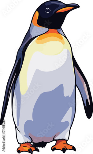 antarctic royalty a regal penguin stands tall with vivid plumage, isolated on transparent background