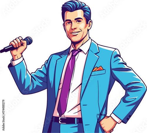 energetic event mc captivates listeners, ready to inspire and entertain, isolated on transparent background