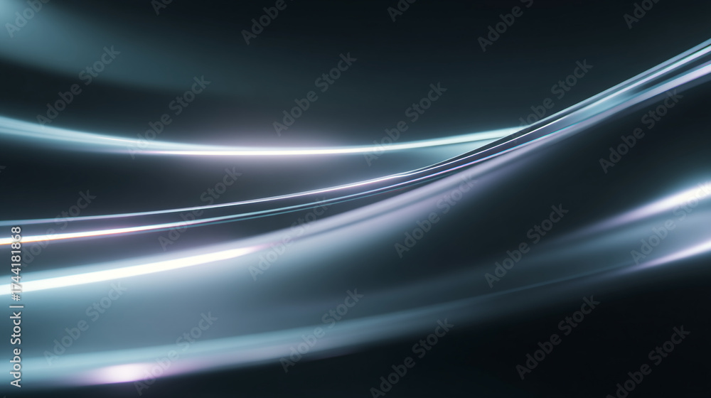 Obraz premium Abstract shiny metallic surface with curved lines and light reflections design