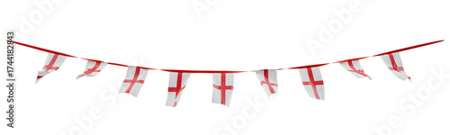 england flags on hanging bunting banner, transparent background