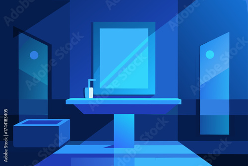 Stylized bathroom interior with mirror and sink art