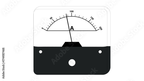 Analog ammeter on white background. Measuring instrument. vector illustration
