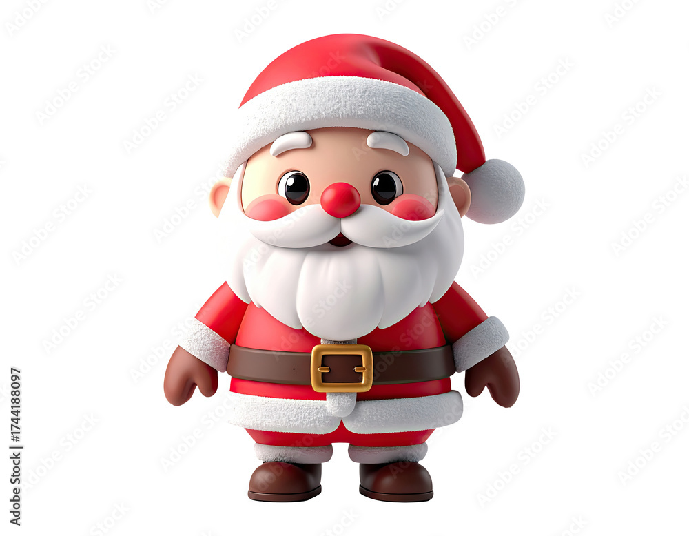 Fototapeta premium 3D Santa Claus Character. Cute Cartoon Santa Claus character. Perfect for Merry Christmas, New Year, festive digital marketing, and holiday concepts.