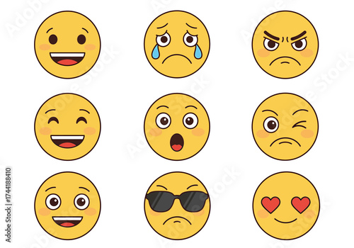 set of yellow emoticon