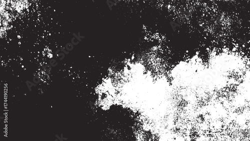 Dusty scratched texture overlay for old photo film style and grunge background. Black vintage grunge backdrop with dust particles and scratched film texture. 