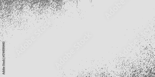 Grey brush stroke background. Gray ink splash on backdrop. Brush background for wallpaper, paint splatter template, dirt banner, watercolor design, dirty texture. Trendy brush background, vector