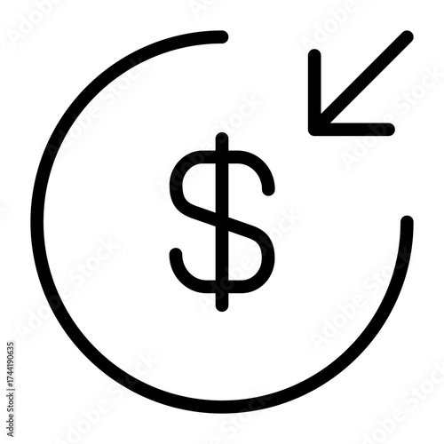 Vector art of dollar sign with arrow pointing down