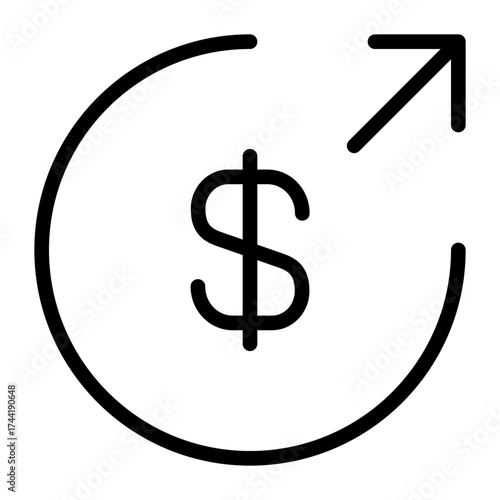 Vector art of dollar sign with arrow pointing up