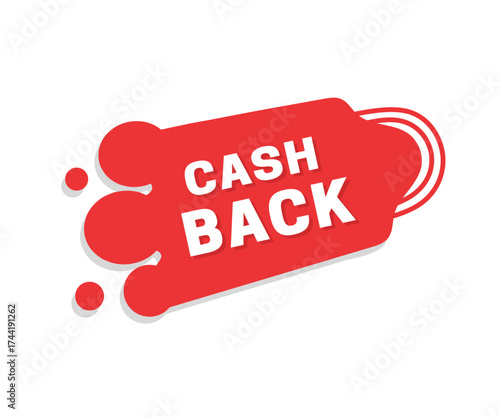 Cash back, banner red tag stylish and modern, marketing concept. Elements for web use template.