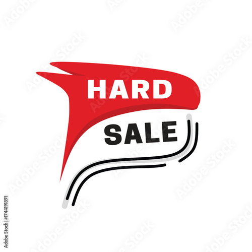 Hard sale label art graphic banner isolated white background. Vector message colourful design for social banner or web.