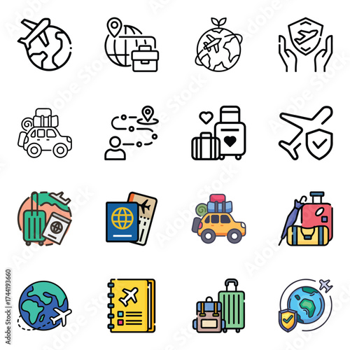 Tour and travels icon pack